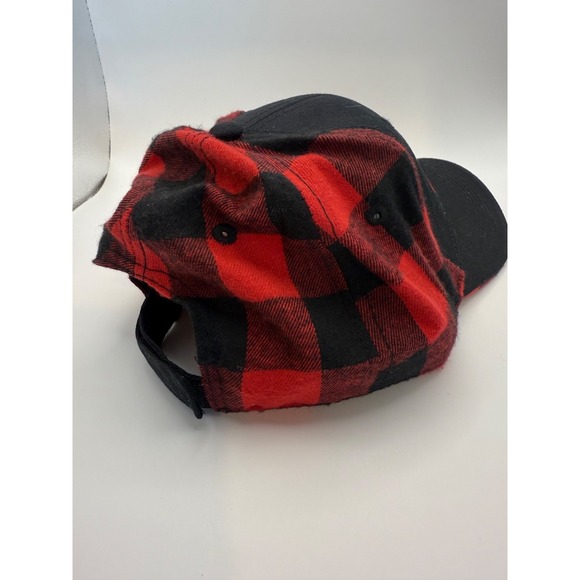 LG Lake Placid Hat Triangle Sport Headwear Black Red Buffalo Plaid Adjustable Ca - Picture 2 of 4